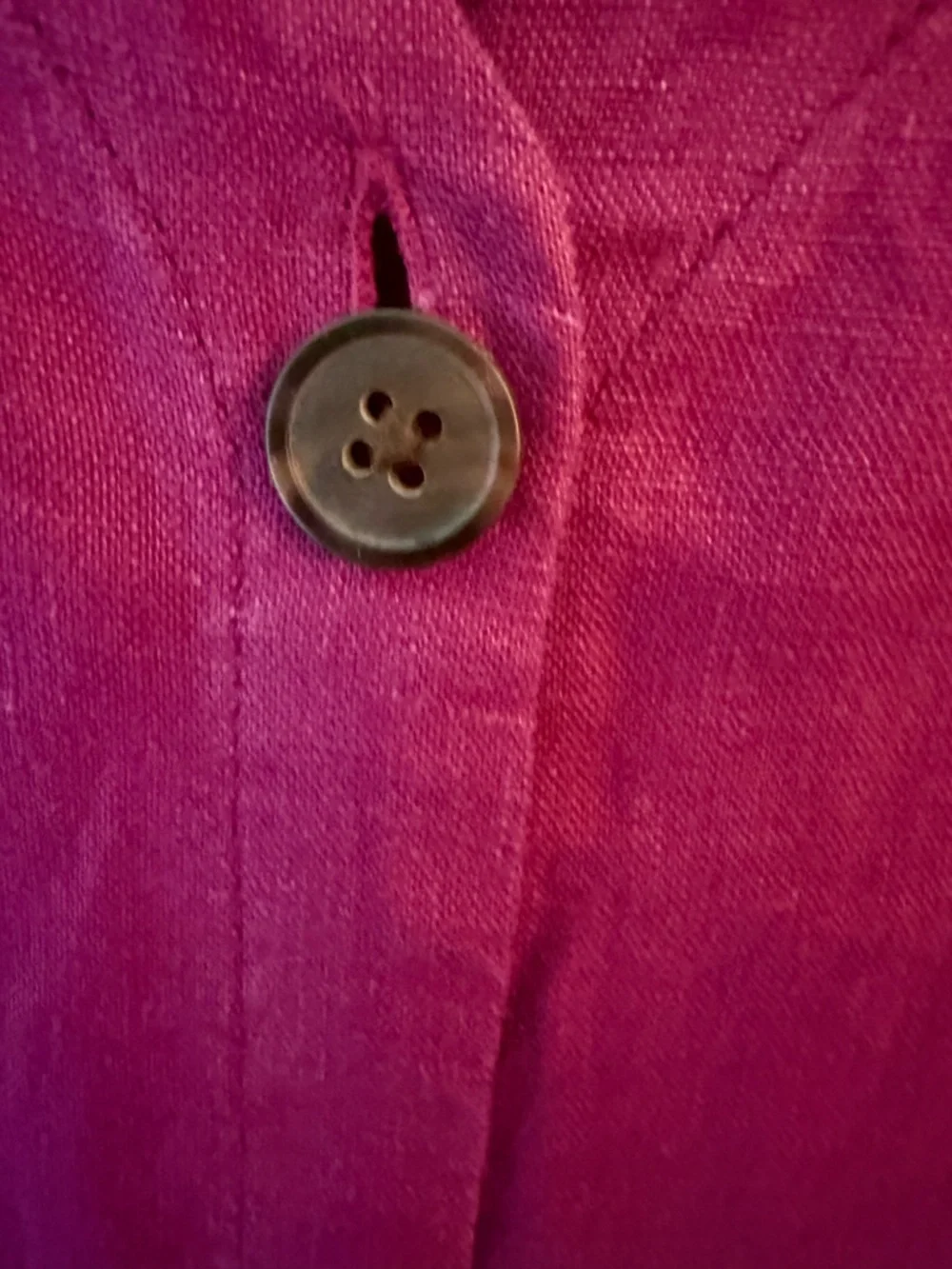 4X Sleeveless Button-Front Linen Dress in Deep Magenta - Picture 3 of 5